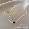 Titanium Steel Women's Cartoon Geometric Love Chain Doublesided Furnace Real Gold Plated Necklace