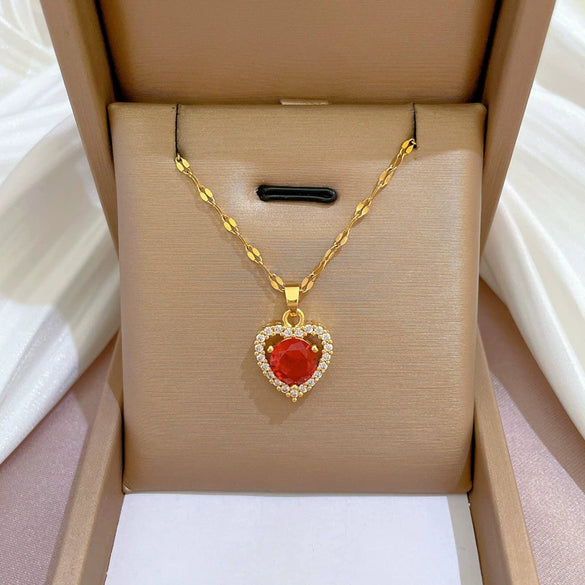 Titanium Steel Women's Cartoon Geometric Microinlaid Real Gold Necklace Accessories