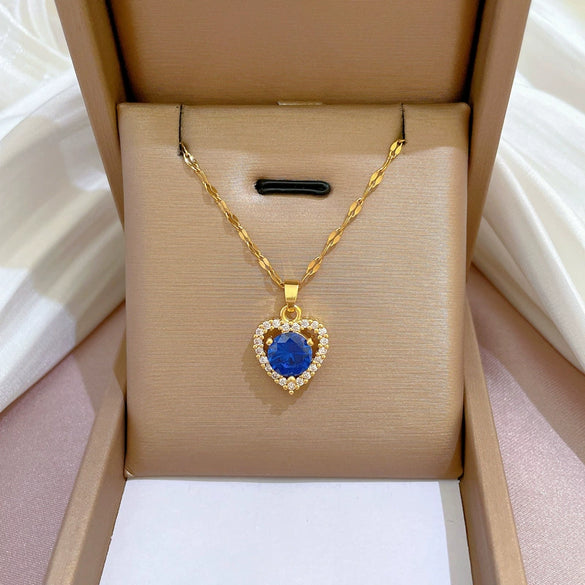 Titanium Steel Women's Cartoon Geometric Microinlaid Real Gold Necklace Accessories