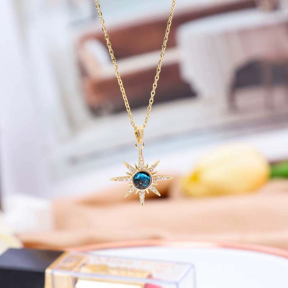 Titanium Steel Women's Clavicle Chain Jewelry With Copper Pendant Micropaved Geometric Pattern Light Luxury Style