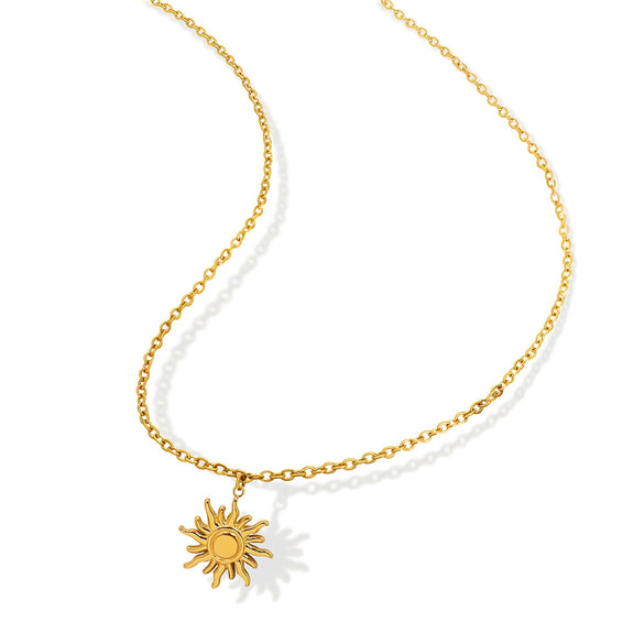 316L Stainless Steel Women's Clavicle Chain With Geometric Small Sun Pendant Electroplated Light Luxury Style