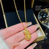 Titanium Steel Women's Clavicle Chain With Mixed Gem Inlay Purse Pendant And Geometric Design Set With Precious Stones
