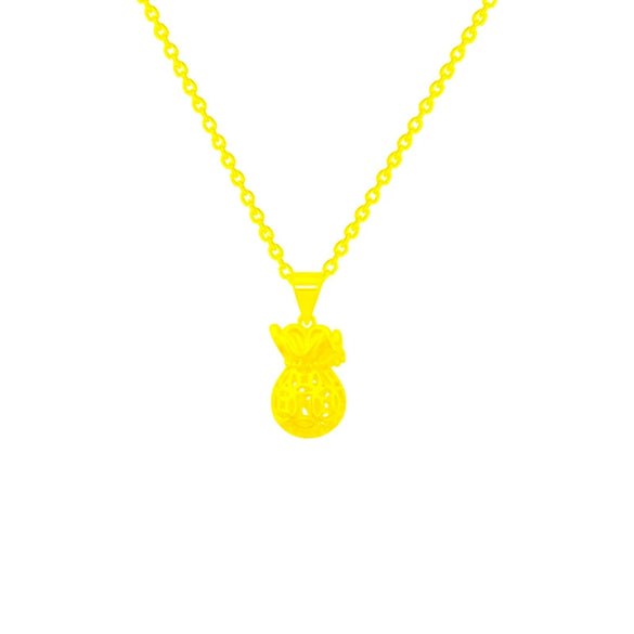 Titanium Steel Women's Clavicle Chain With Mixed Gem Inlay Purse Pendant And Geometric Design Set With Precious Stones