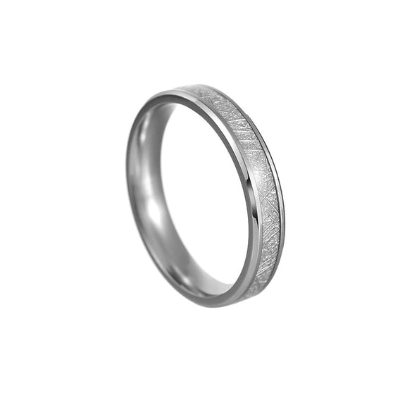 Titanium Steel Women's Couple Ring Geometric Style Seiko Inlaid With Ice Silk Foil