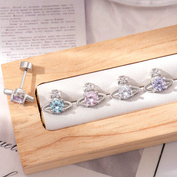 Titanium Steel Women's Earring With Geometric Pattern And Electroplating Process