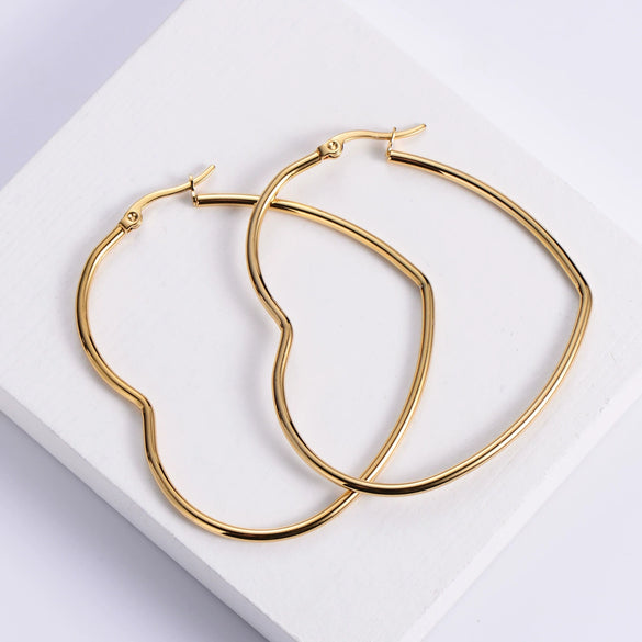 316L Stainless Steel Women's Earrings Electroplated Polished Round Wire Heart Style
