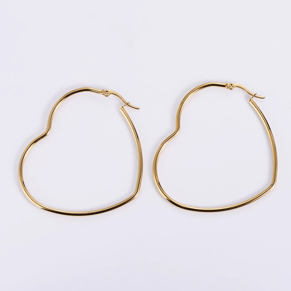 316L Stainless Steel Women's Earrings Electroplated Polished Round Wire Heart Style
