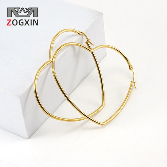 316L Stainless Steel Women's Earrings Electroplated Polished Round Wire Heart Style