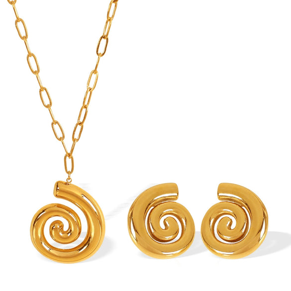 316L Stainless Steel Women's Earrings Necklace Suit Fashion Jewelry With Electroplating