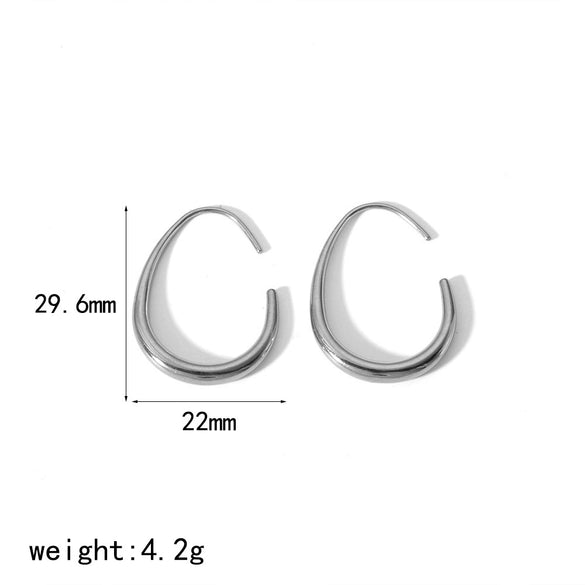 Titanium Steel Women's Earrings With Geometric Style And Oil Dropping Design