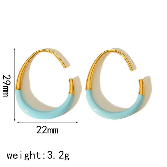 Titanium Steel Women's Earrings With Geometric Style And Oil Dropping Design