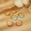 Titanium Steel Women's Earrings With Geometric Style And Oil Dropping Design