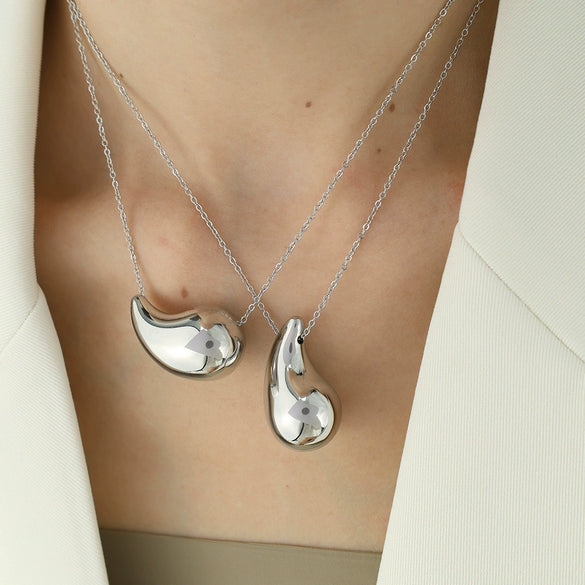 316L Stainless Steel Women's Earrings With Love Bell And Water Drop Pattern Electroplating Design High Sense Style