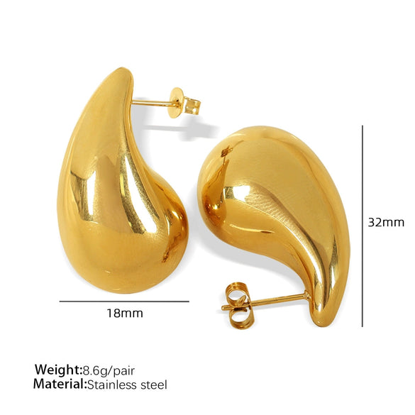 316L Stainless Steel Women's Earrings With Love Bell And Water Drop Pattern Electroplating Design High Sense Style