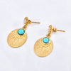Titanium Steel Women's Earrings With Natural Stone Fanshaped Electroplated Cartoon Character Geometric Animal And Zodiac Patterns