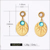 Titanium Steel Women's Earrings With Natural Stone Fanshaped Electroplated Cartoon Character Geometric Animal And Zodiac Patterns