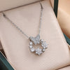Titanium Steel Women's Elegant Fashion Donut Zircon Double Butterfly Pendant O Chain Necklace With Mixed Gemstone Inlay And Electroplating Bow Tie And Geometric Pattern