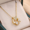 Titanium Steel Women's Elegant Fashion Donut Zircon Double Butterfly Pendant O Chain Necklace With Mixed Gemstone Inlay And Electroplating Bow Tie And Geometric Pattern
