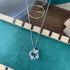 Titanium Steel Women's Elegant Fashion Donut Zircon Double Butterfly Pendant O Chain Necklace With Mixed Gemstone Inlay And Electroplating Bow Tie And Geometric Pattern