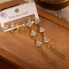 Titanium Steel Women's Elegant Love Zircon Earrings With Geometric Moon Square Long Tassel Electroplating Design
