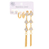Titanium Steel Women's Elegant Love Zircon Earrings With Geometric Moon Square Long Tassel Electroplating Design
