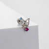 Titanium Steel Women's Fairy Style Screw Ear Nail With Zircon Butterfly And Love Flower Design