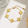 Titanium Steel Women's Fashion Versatile Laser Fourleaf Flower Set With Necklace Bracelet Earrings And Electroplating