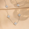 Titanium Steel Women's Fashion Versatile Laser Fourleaf Flower Set With Necklace Bracelet Earrings And Electroplating