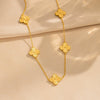 Titanium Steel Women's Fashion Versatile Laser Fourleaf Flower Set With Necklace Bracelet Earrings And Electroplating