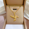 Titanium Steel Women's Flying Bird Woodpecker Microinlaid Real Gold Geometric Necklace With Diamond Design