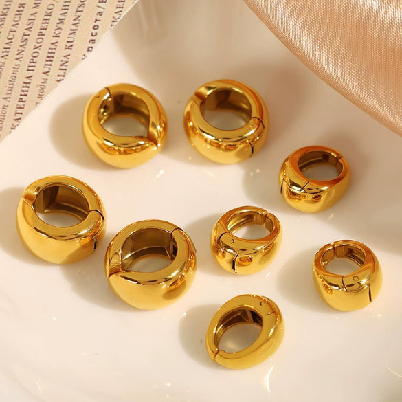 316L Stainless Steel Women's Geometric Arc Earring Ear Clip 18K Gold Plated