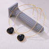 Titanium Steel Women's Geometric Black Onyx Inlaid Pendant Necklace With Electroplating Treatment