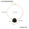 Titanium Steel Women's Geometric Black Onyx Inlaid Pendant Necklace With Electroplating Treatment