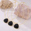 Titanium Steel Women's Geometric Black Onyx Inlaid Pendant Necklace With Electroplating Treatment