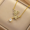 Titanium Steel Women's Geometric Butterfly Zircon Necklace With Diamond Design