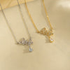 Titanium Steel Women's Geometric Butterfly Zircon Necklace With Diamond Design
