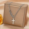 Titanium Steel Women's Geometric Cross Mirror Polished Necklace