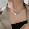 Titanium Steel Women's Geometric Cross Mirror Polished Necklace