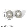 Titanium Steel Women's Geometric Diamondencrusted Zircon Earrings With Electroplating