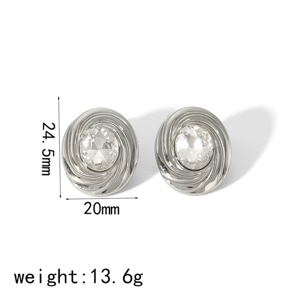 Titanium Steel Women's Geometric Diamondencrusted Zircon Earrings With Electroplating