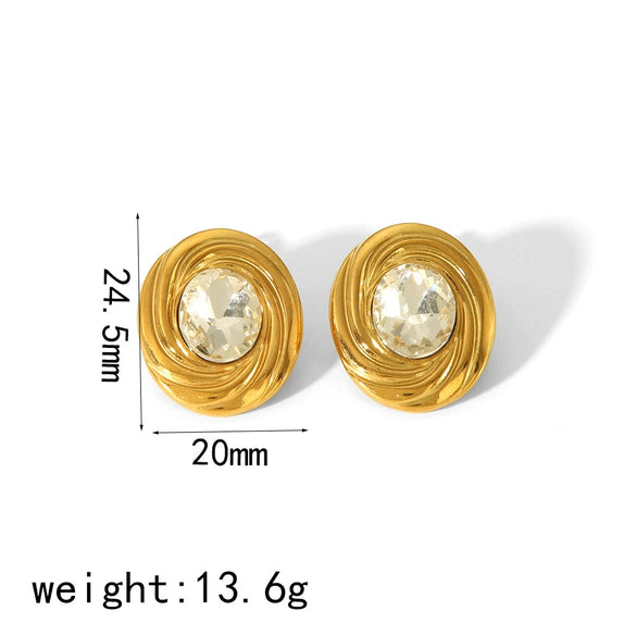 Titanium Steel Women's Geometric Diamondencrusted Zircon Earrings With Electroplating