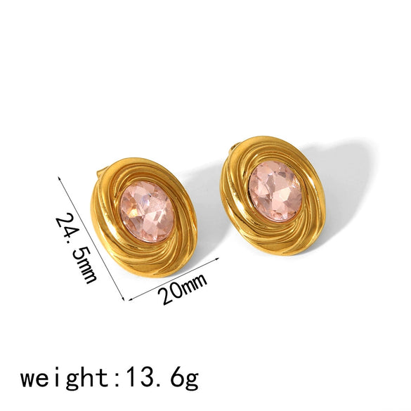 Titanium Steel Women's Geometric Diamondencrusted Zircon Earrings With Electroplating