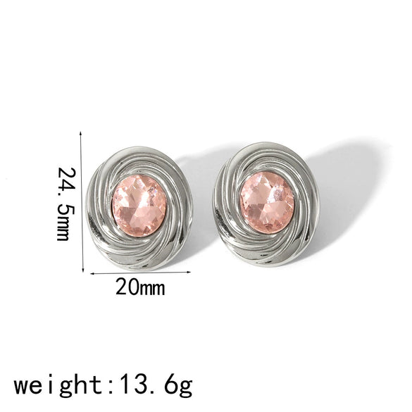 Titanium Steel Women's Geometric Diamondencrusted Zircon Earrings With Electroplating