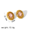 Titanium Steel Women's Geometric Diamondencrusted Zircon Earrings With Electroplating