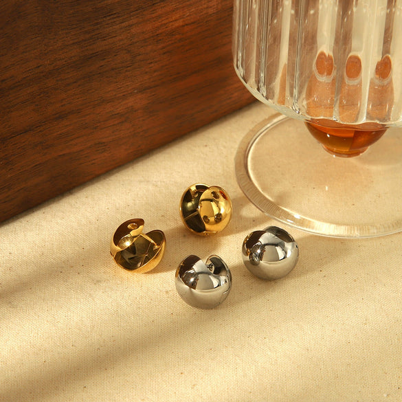 Titanium Steel Women's Geometric Electroplated Ball Earrings