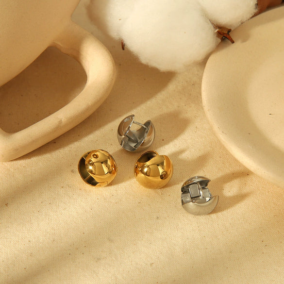 Titanium Steel Women's Geometric Electroplated Ball Earrings