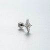 Titanium Steel Women's Geometric Flower Inlaid Zircon Fivepointed Star Pendant Earrings