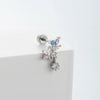 Titanium Steel Women's Geometric Flower Inlaid Zircon Fivepointed Star Pendant Earrings