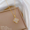 Titanium Steel Women's Geometric Four Leaf Flower Zircon Earrings Necklace Set With Electroplating