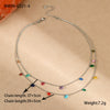 Titanium Steel Women's Geometric Inlaid Colorful Zircon Multilayer Stacked Fashion Necklace 18K Gold Plated